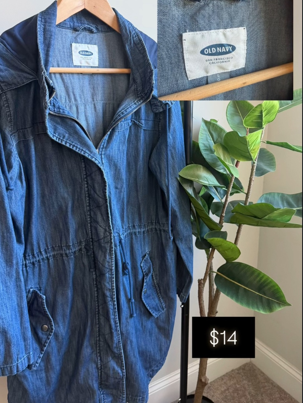 Old Navy Blue Denim-Look Utility Jacket